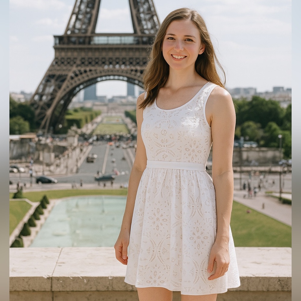 Xscape Lasercut dress with pockets July sale